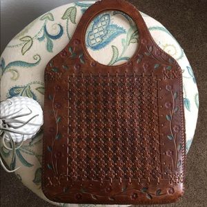 Vintage, floral, leather-like purse